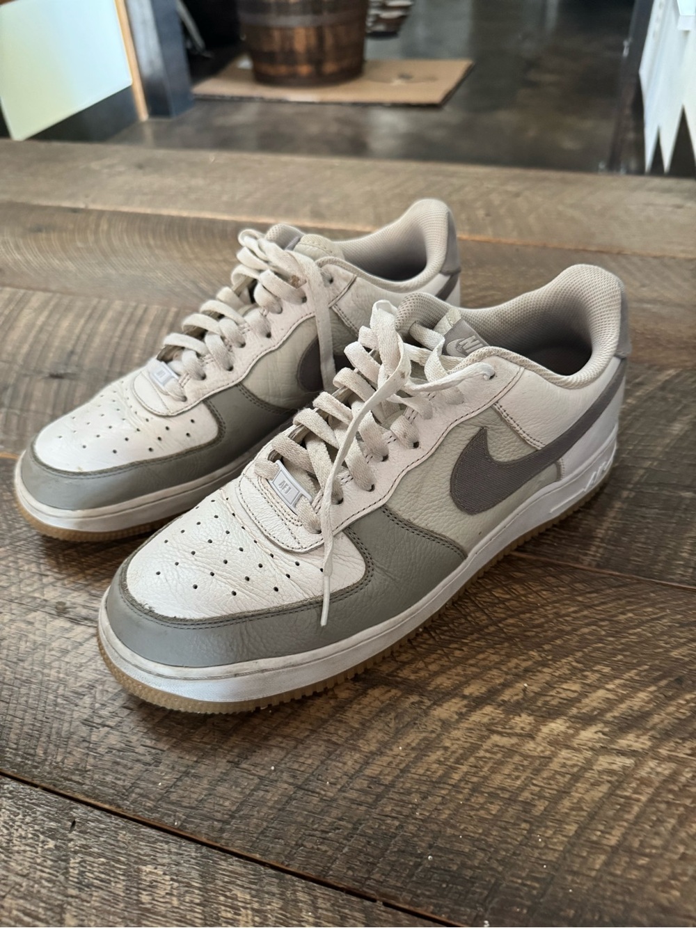 Nike Air Force 1 Low-Top Sneakers in Light Gray and White